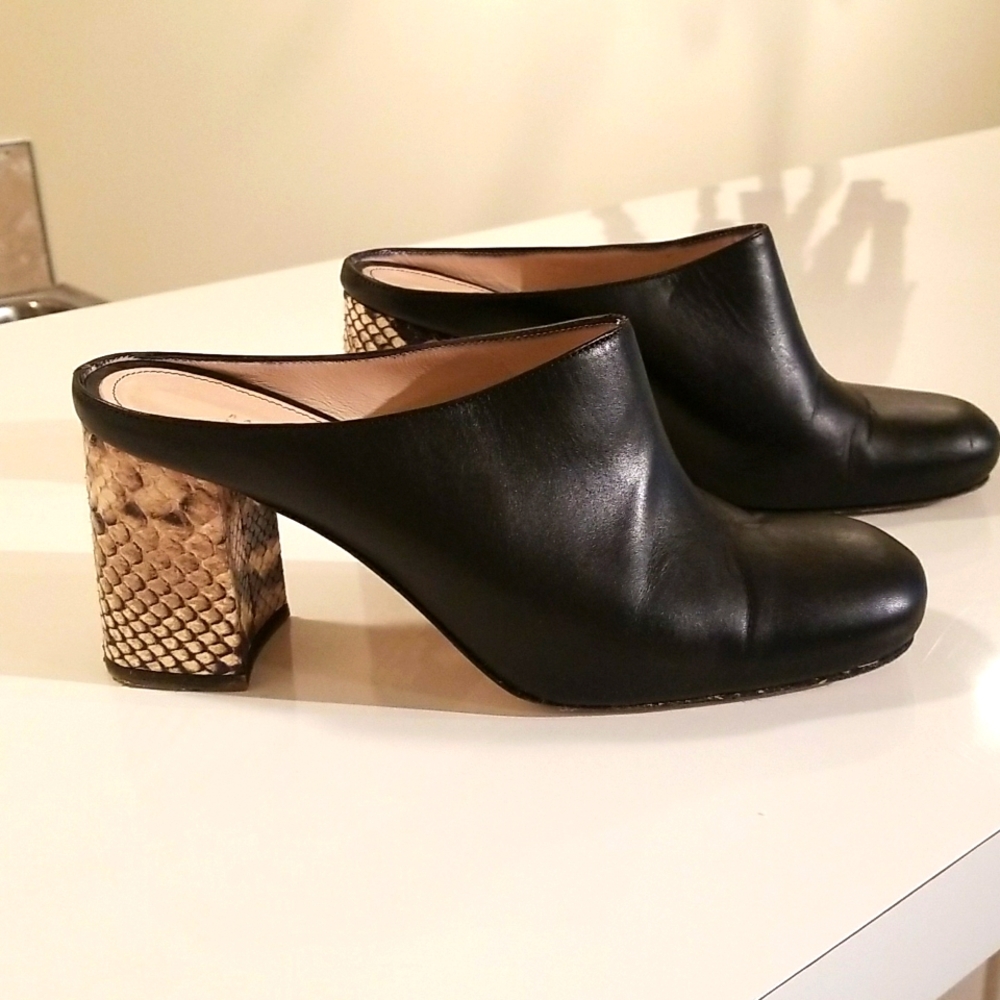 Barneys leather and snake mules